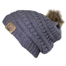 Load image into Gallery viewer, Deadwood Trading Brina- Slouch Beanie with Pom Pom - Winter Skull Cap for Women
