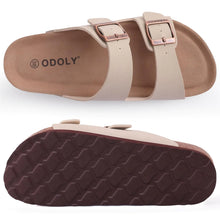Load image into Gallery viewer, Women's Cork Footbed Slide Sandal, Comfortable Summer Beach Sandals with Adjustable Buckle 7.5 Stone - # GIAA73510007
