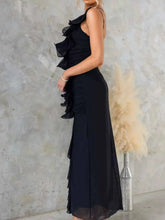 Load image into Gallery viewer, Stylish One-Shoulder Ruffle : Slit Dress
