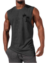 Load image into Gallery viewer, Coconut Tree Embroidery Vest Summer Beach Tank Tops Workout Muscle Men Sports Fitness T-shirt
