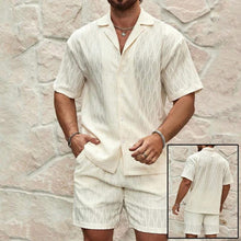 Load image into Gallery viewer, Stylish Men's Summer Tracksuit - Relaxed Fit Two-Piece Lapel Shirt &amp; Shorts for Beach Holidays
