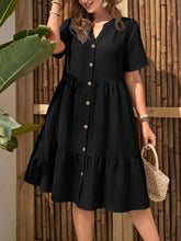 Load image into Gallery viewer, Plus-Size Button-Front V‑Neck Midi Dress
