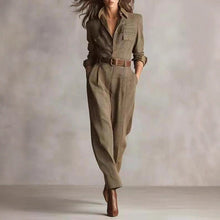Load image into Gallery viewer, Notched Lapel Wide-leg Jumpsuit

