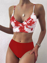 Load image into Gallery viewer, Coastal Flair V-Neck Bikini Set – Eye-Catching Random Print Two-Piece Chic Swimsuit with Spaghetti Straps High Cut Shorts and Ultra-Stretch Comfort – Women’s Summer Swimwear for Beach Days &amp; Casual Poolside Vibes
