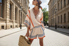 Load image into Gallery viewer, Women's V Neck Top and Shorts Set
