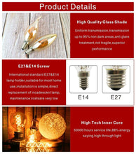 Load image into Gallery viewer, E14 E27 Retro LED Spiral Filament Light Bulb 4W 220V C35 G45 A60 T45 ST64 T185 T225 G80 G95 G125 Vintage Edison Lamp Vintage Filament Light Bulbs Globe Round
