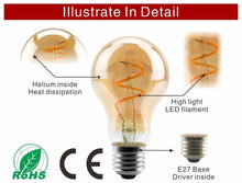 Load image into Gallery viewer, E14 E27 Retro LED Spiral Filament Light Bulb 4W 220V C35 G45 A60 T45 ST64 T185 T225 G80 G95 G125 Vintage Edison Lamp Vintage Filament Light Bulbs Globe Round
