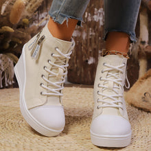 Load image into Gallery viewer, Women's Canvas Wedge Platform Lace-Up Sneakers
