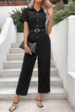 Load image into Gallery viewer, Perfee Collared Neck : Short Sleeve Jumpsuit
