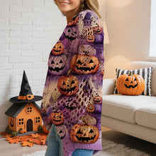 Load image into Gallery viewer, Women’s Hollow Out Batwing Top – Halloween Pumpkin Print Blouse
