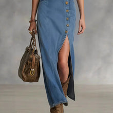 Load image into Gallery viewer, Button-Front Sleeveless Denim-Style Dress – Vintage, S–XXL
