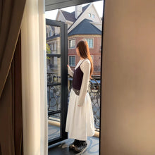 Load image into Gallery viewer, Relaxed A-Line Crushed Pleat Cotton Midi Skirt with Belt
