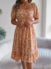 Load image into Gallery viewer, Ruffled Hem Floral Puff Sleeve Dress
