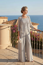 Load image into Gallery viewer, Women's Floral Lace Jacket &amp; Top &amp; Chiffon Wide-Leg Pants Three-Piece Formal Set – 12 Colors US0–14
