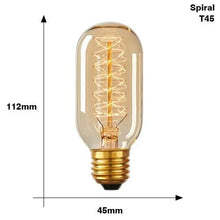 Load image into Gallery viewer, E27 Retro Edison Bulb AC 220V 110V 40W Dimmable Vintage Edison Light bulb ST64 G80 G95 T225 T300 Incandescent Lamp Edison Lamp Bravelight Antique Vintage Light Bulbs, T64 40W 2700K Warm Dimmable, Squirrel Cage Filament Edison Light Bulb for Table Lamp
