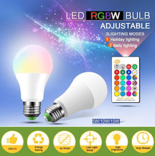Load image into Gallery viewer, E27 RGB Led Bulb 5W 10W 15W Dimmable 16 Color Changing Magic Bulb GU10 8W AC 220V 110V RGB White IR Remote Control Night Light LED Light Bulb, Color Changing Light Bulb with Remote
