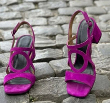Load image into Gallery viewer, Women's Suede Hollow-Out Buckle Strap High Heel Sandals – Pointed Toe
