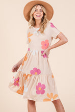 Load image into Gallery viewer, New Floral Round Neck Short Sleeve Tiered Dress For Women–Flowy, Feminine &amp; Perfect for Summer
