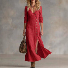 Load image into Gallery viewer, Casual Cotton Linen Long Sleeve Women’s Dress

