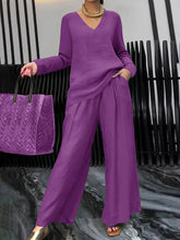 Load image into Gallery viewer, Solid Color Long Sleeve Top &amp; Pants Two-Piece Travel Set
