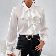 Load image into Gallery viewer, Women’s Ruffled Collared Blouse | Long Sleeve Dressy Work Top

