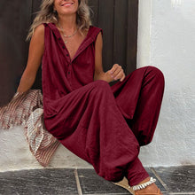 Load image into Gallery viewer, Women’s Sleeveless Hooded Relaxed Fit Jumpsuit
