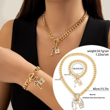 Load image into Gallery viewer, Thick Chain Lock and Key Pendant Necklace - Trendy Fashion Jewelry
