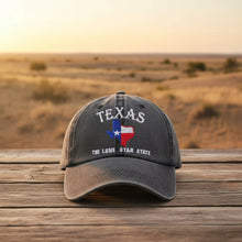 Load image into Gallery viewer, Texas Lone Star Embroidered Vintage Washed Baseball Cap – Adjustable Unisex Hat
