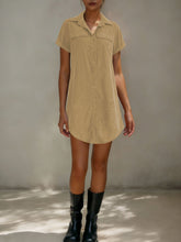 Load image into Gallery viewer, Women’s Retro Casual Corduroy Short Sleeve Shirt Dress
