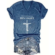 Load image into Gallery viewer, Women's V-Neck T-Shirt Geometric Cross Casual Summer Short Sleeve Top
