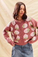 Load image into Gallery viewer, SO ME Strawberry Fruit All Over Button Sweater Cardigan
