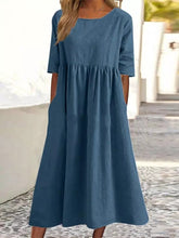 Load image into Gallery viewer, Plus Size Midi Dress | Round Neck Pocket Dress
