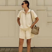 Load image into Gallery viewer, Women's Solid Color Sweatshirt Set – Casual 2-Piece Short Top &amp; Pants
