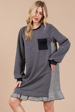 Load image into Gallery viewer, Striped Patchwork Round Neck Terry Sweatshirt Dress For Women – Casual, Trendy, Cozy, Playful, Relaxed Vibe for Everyday Wear

