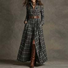 Load image into Gallery viewer, Women's Printed Lapel Slim-Fit Dress – Elegant Commuter Style
