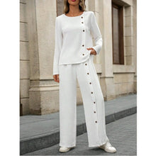 Load image into Gallery viewer, Women’s Button-Up Top and Loose Fit Two Piece Linen Set
