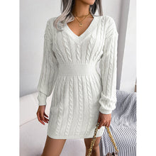 Load image into Gallery viewer, Women’s V-Neck Bodycon Sweater Dress
