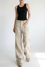 Load image into Gallery viewer, Women’s Straight Leg Slightly Flared Washed Casual Pants
