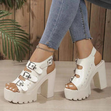 Load image into Gallery viewer, Buckle Platform Block Heels Sandals
