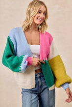 Load image into Gallery viewer, BiBi Color Block Open Front Sweater Cardigan

