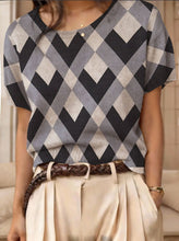 Load image into Gallery viewer, Women's Retro Short-Sleeve Jacquard Knit Top
