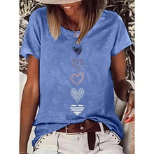 Load image into Gallery viewer, Heart Print T-Shirt Comfortable Round Neck Summer Tee
