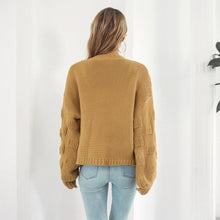 Load image into Gallery viewer, Puff Sleeve Cardigan Sweater Women Clothes Front Chunky Knitwear Coat
