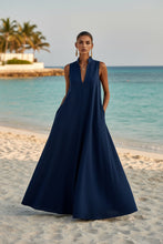 Load image into Gallery viewer, Linen Blend Sleeveless Stand-Collar Maxi Dress – 5 Colors S–3XL
