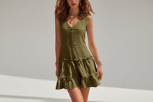 Load image into Gallery viewer, Women's Sleeveless Linen Button-Up Midi Dress
