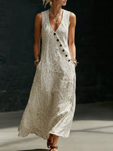 Load image into Gallery viewer, Women's V-Neck Diagonal Button Placket Cotton-Linen Shirt &amp; Wide-Leg Pants Set
