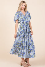 Load image into Gallery viewer, New Summer Floral Tie Waist Flutter Sleeve Tiered Dress For Women – Feminine, Elegant, Cheerful, Bohemian Chic, Flowy &amp; Graceful
