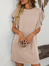Load image into Gallery viewer, Ruffled Round Neck Short Sleeve Dress Feminine Simple Classic Dress Breathable And Comfy Dress
