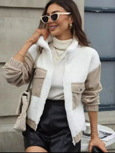 Load image into Gallery viewer, Modern White Contrast Zip-Up Long Sleeve Jacket Trendy &amp; Lightweight Outerwear For Everyday Wear
