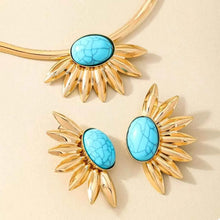 Load image into Gallery viewer, Turquoise Sunflower : Necklace and Earrings Jewelry Set
